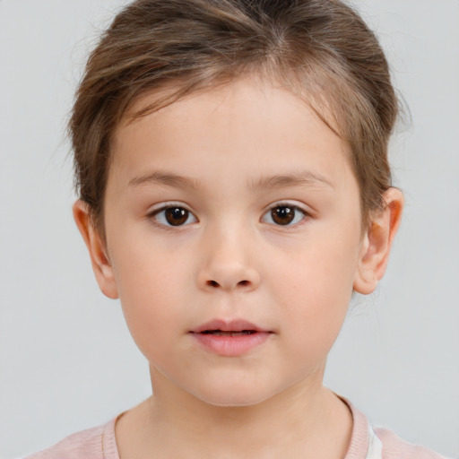 Neutral white child male with short  brown hair and brown eyes