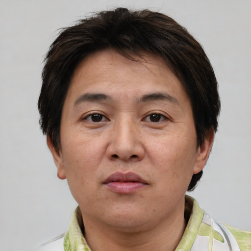 Neutral white adult male with short  brown hair and brown eyes