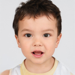 Neutral white child male with short  brown hair and brown eyes