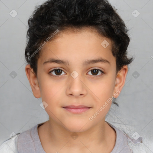 Neutral white child female with short  brown hair and brown eyes