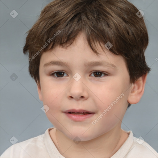 Neutral white child male with short  brown hair and brown eyes