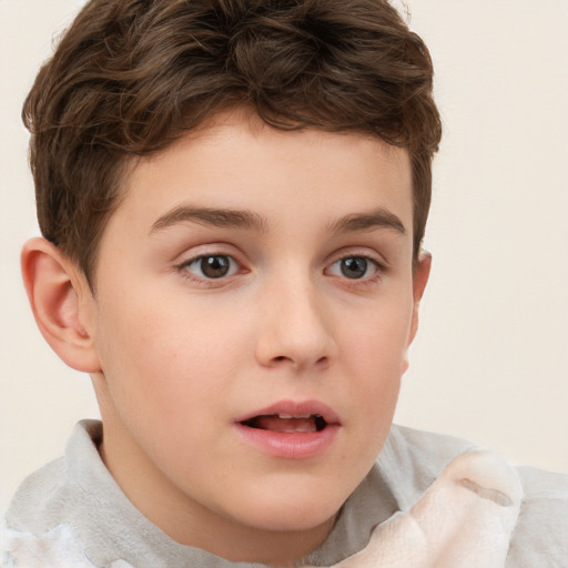 Neutral white child male with short  brown hair and brown eyes