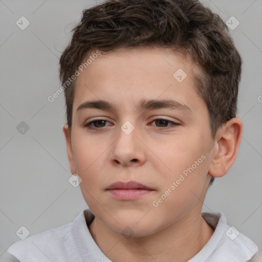 Neutral white child male with short  brown hair and brown eyes