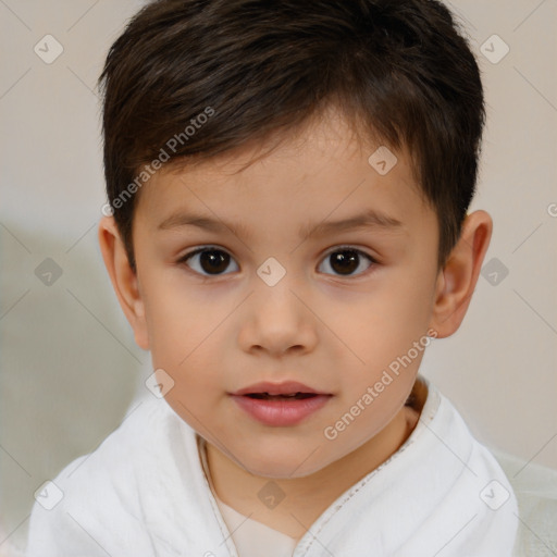 Neutral white child male with short  brown hair and brown eyes