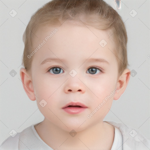 Neutral white child female with short  brown hair and brown eyes