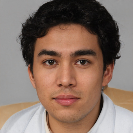 Neutral latino young-adult male with short  brown hair and brown eyes