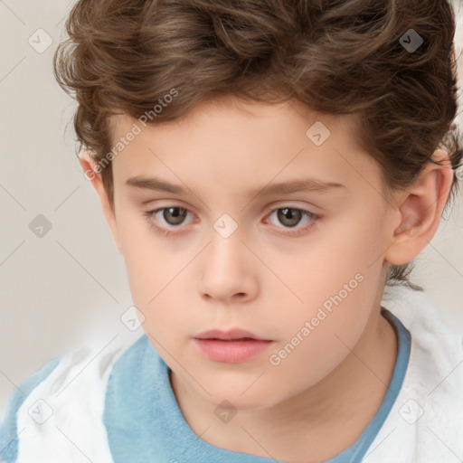 Neutral white child female with short  brown hair and brown eyes