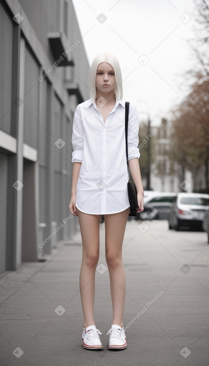 Polish teenager girl with  white hair