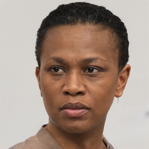 Neutral black young-adult male with short  brown hair and brown eyes