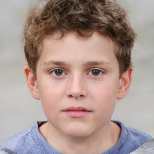 Neutral white child male with short  brown hair and grey eyes