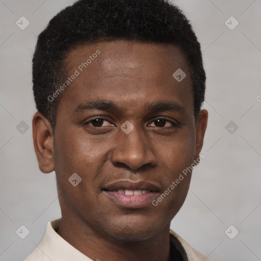 Neutral latino young-adult male with short  brown hair and brown eyes