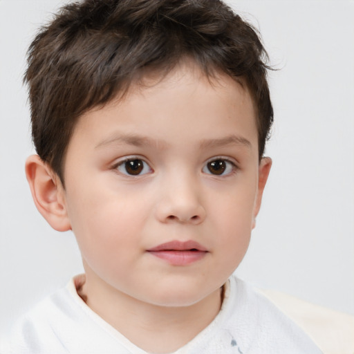 Neutral white child male with short  brown hair and brown eyes