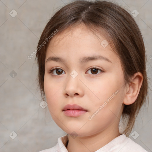 Neutral white child female with medium  brown hair and brown eyes