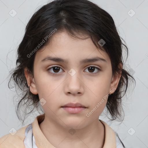 Neutral white child female with medium  brown hair and brown eyes