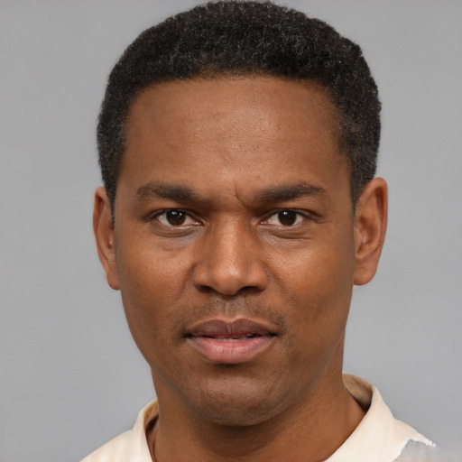 Neutral latino young-adult male with short  brown hair and brown eyes