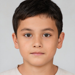 Neutral white child male with short  brown hair and brown eyes