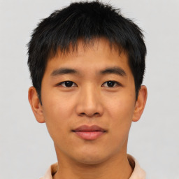 Neutral asian young-adult male with short  brown hair and brown eyes