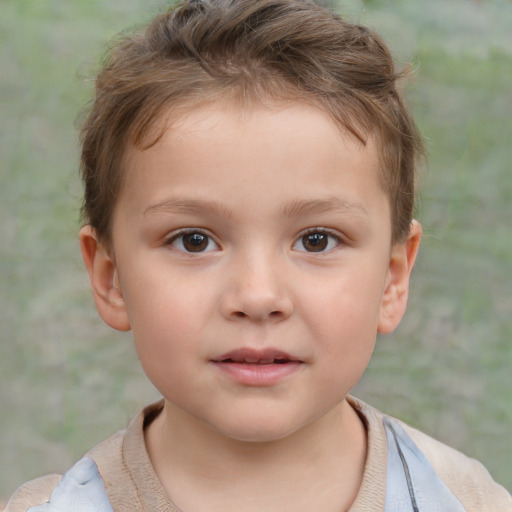 Neutral white child male with short  brown hair and brown eyes