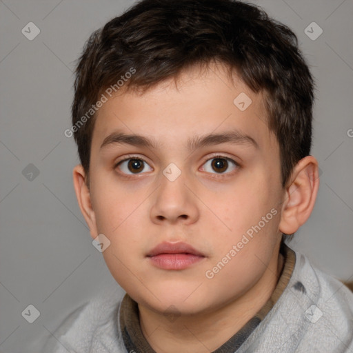 Neutral white child male with short  brown hair and brown eyes