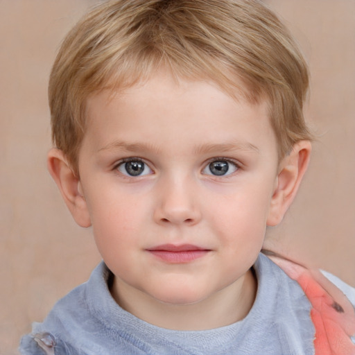 Neutral white child male with short  brown hair and grey eyes