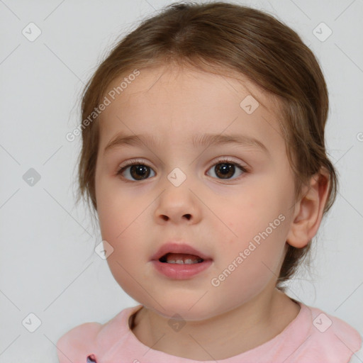 Neutral white child female with medium  brown hair and brown eyes