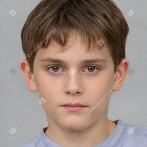 Neutral white child male with short  brown hair and brown eyes