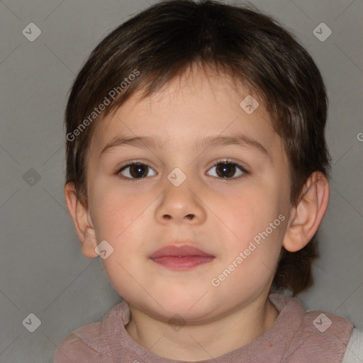 Neutral white child male with short  brown hair and brown eyes