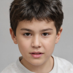 Neutral white child male with short  brown hair and brown eyes