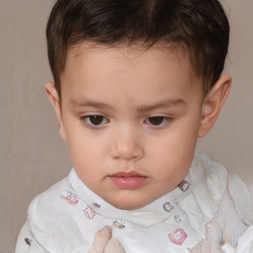 Neutral white child male with short  brown hair and brown eyes