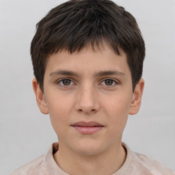 Neutral white child male with short  brown hair and brown eyes