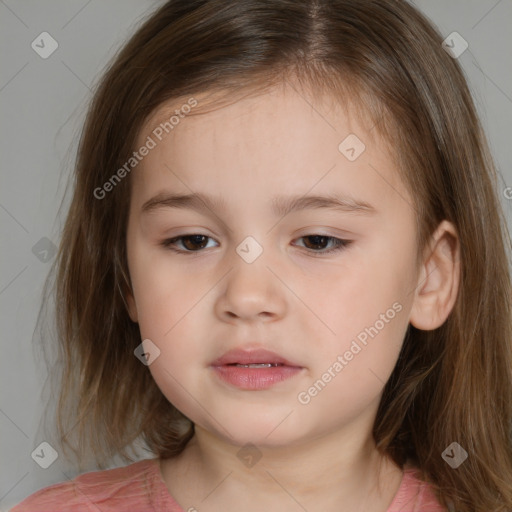 Neutral white child female with medium  brown hair and brown eyes