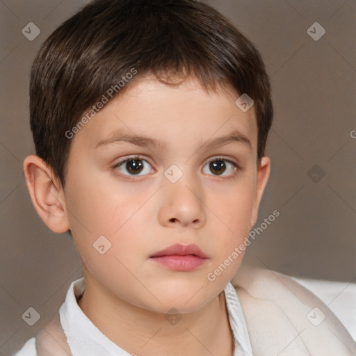 Neutral white child male with short  brown hair and brown eyes