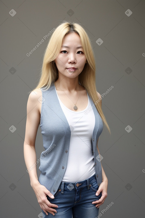 Korean 45 years female with  blonde hair