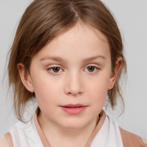 Neutral white child female with medium  brown hair and brown eyes