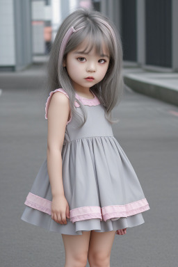 South korean child girl with  gray hair