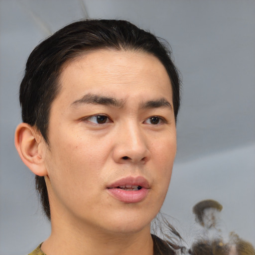 Neutral white young-adult male with medium  brown hair and brown eyes