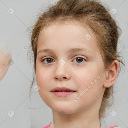 Neutral white child female with medium  brown hair and brown eyes