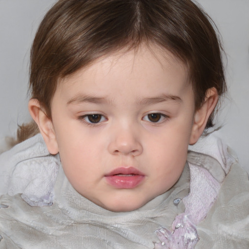 Neutral white child female with medium  brown hair and brown eyes