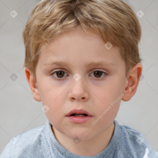 Neutral white child male with short  brown hair and brown eyes