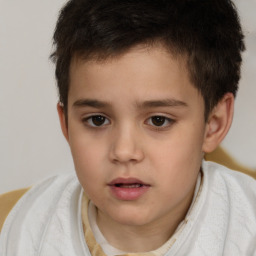 Neutral white child male with short  brown hair and brown eyes