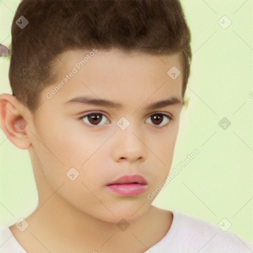 Neutral white child male with short  brown hair and brown eyes