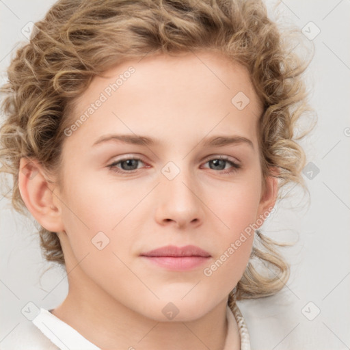 Neutral white child female with medium  brown hair and brown eyes