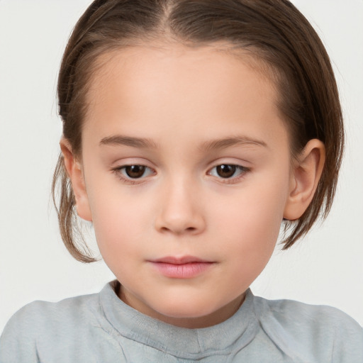 Neutral white child female with medium  brown hair and brown eyes