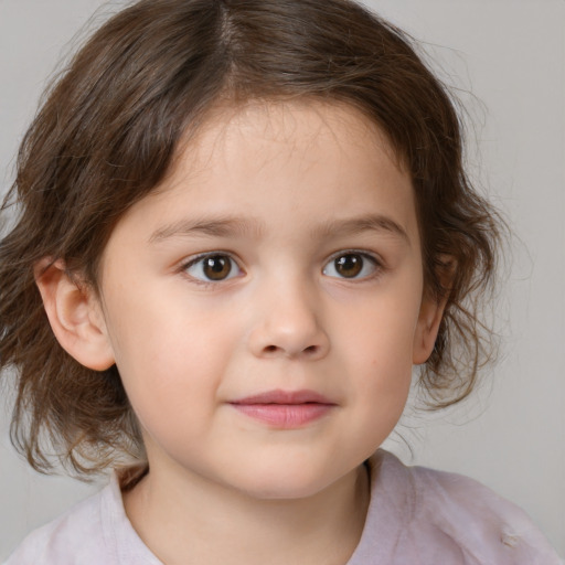 Neutral white child female with medium  brown hair and brown eyes