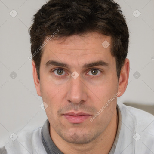 Neutral white adult male with short  brown hair and brown eyes