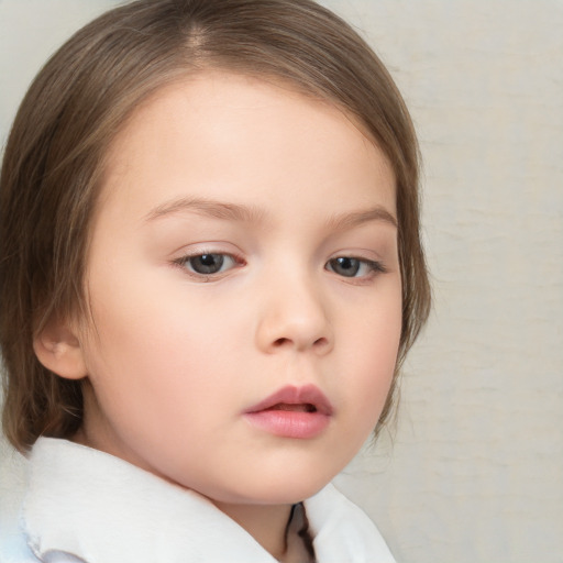 Neutral white child female with medium  brown hair and brown eyes