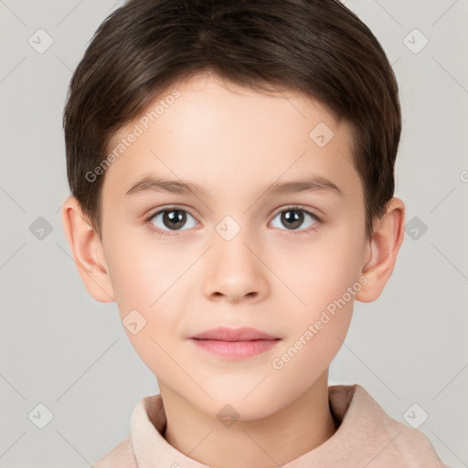 Neutral white child male with short  brown hair and brown eyes