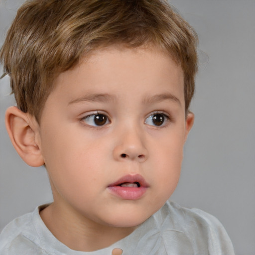 Neutral white child male with short  brown hair and brown eyes