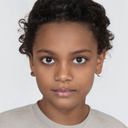 Neutral black child female with short  brown hair and brown eyes