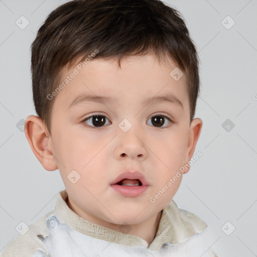 Neutral white child male with short  brown hair and brown eyes